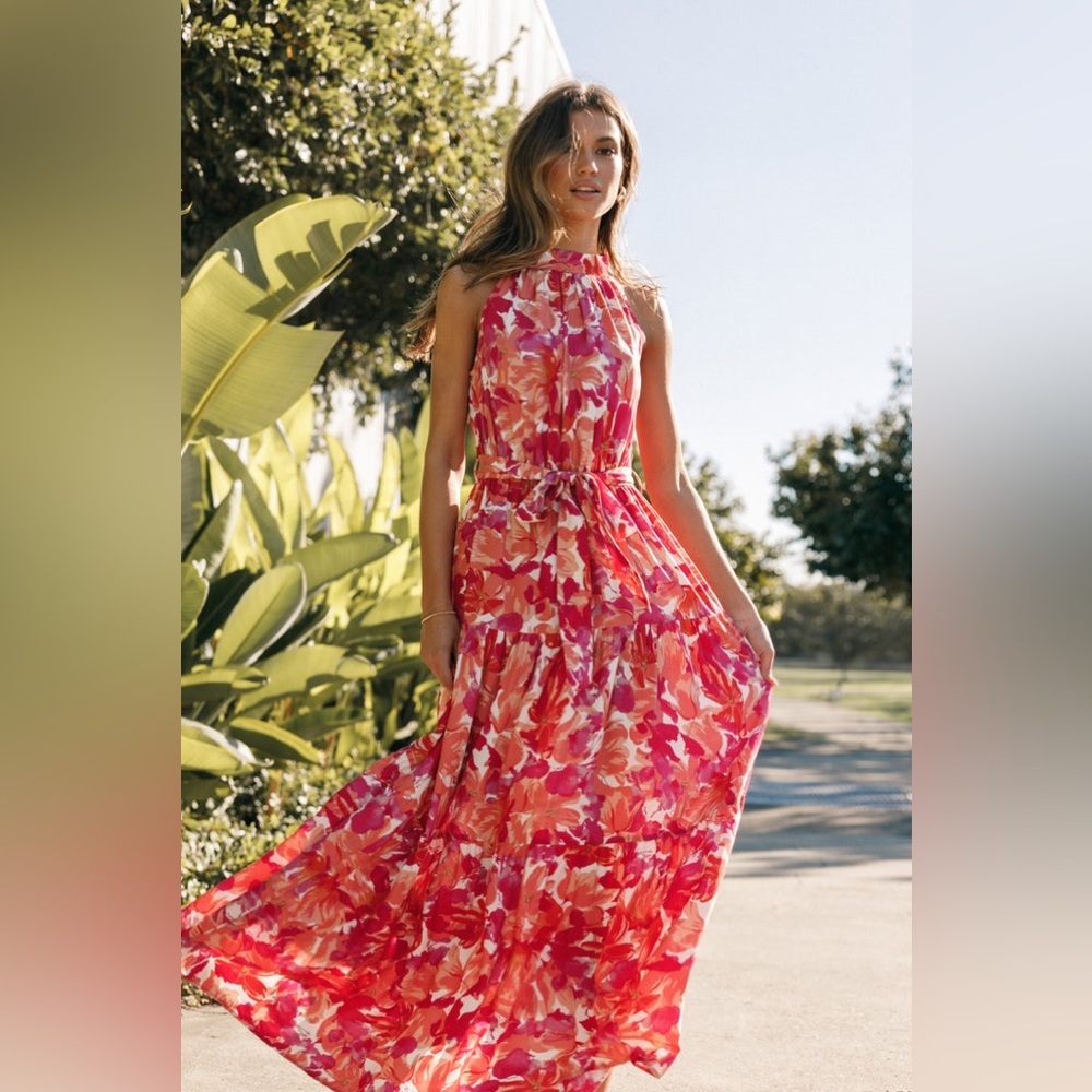 Petal & pup floral halter tiered maxi dress nwot - Picture 5 of 8